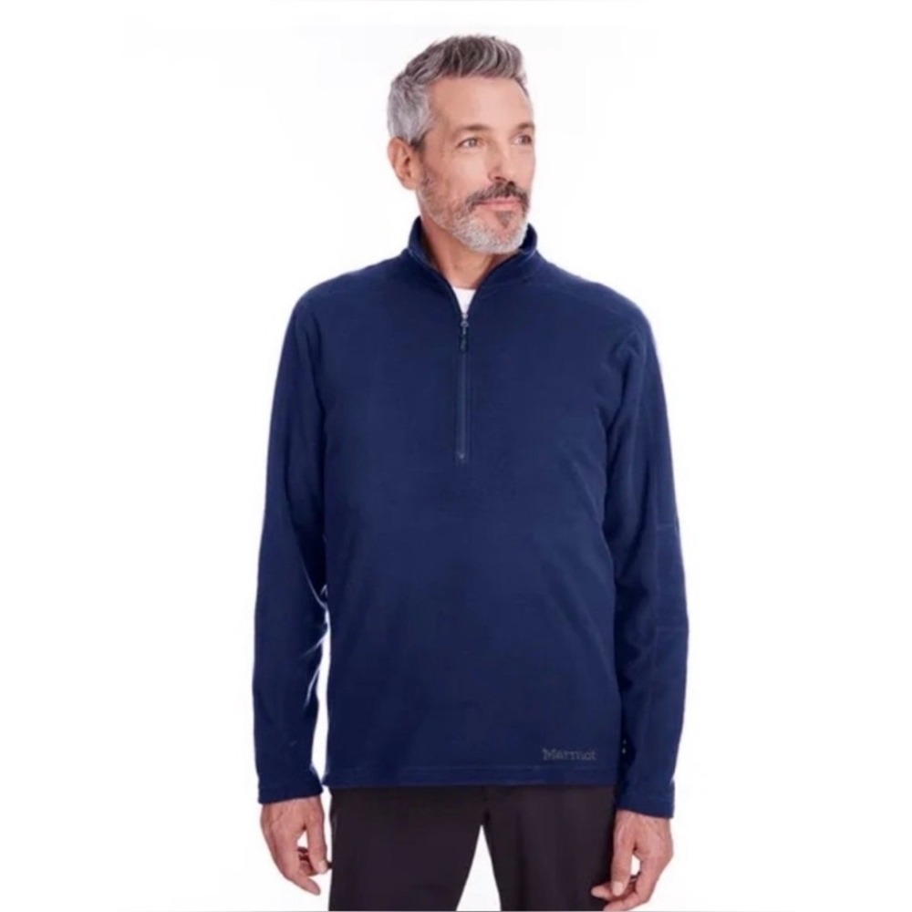 Marmot Rocklin Polartec Fleece Half Zip Pullover Navy Men's M Hiking Outdoor